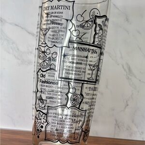 Elegant Cocktail Recipe Glass with Black Illustrations